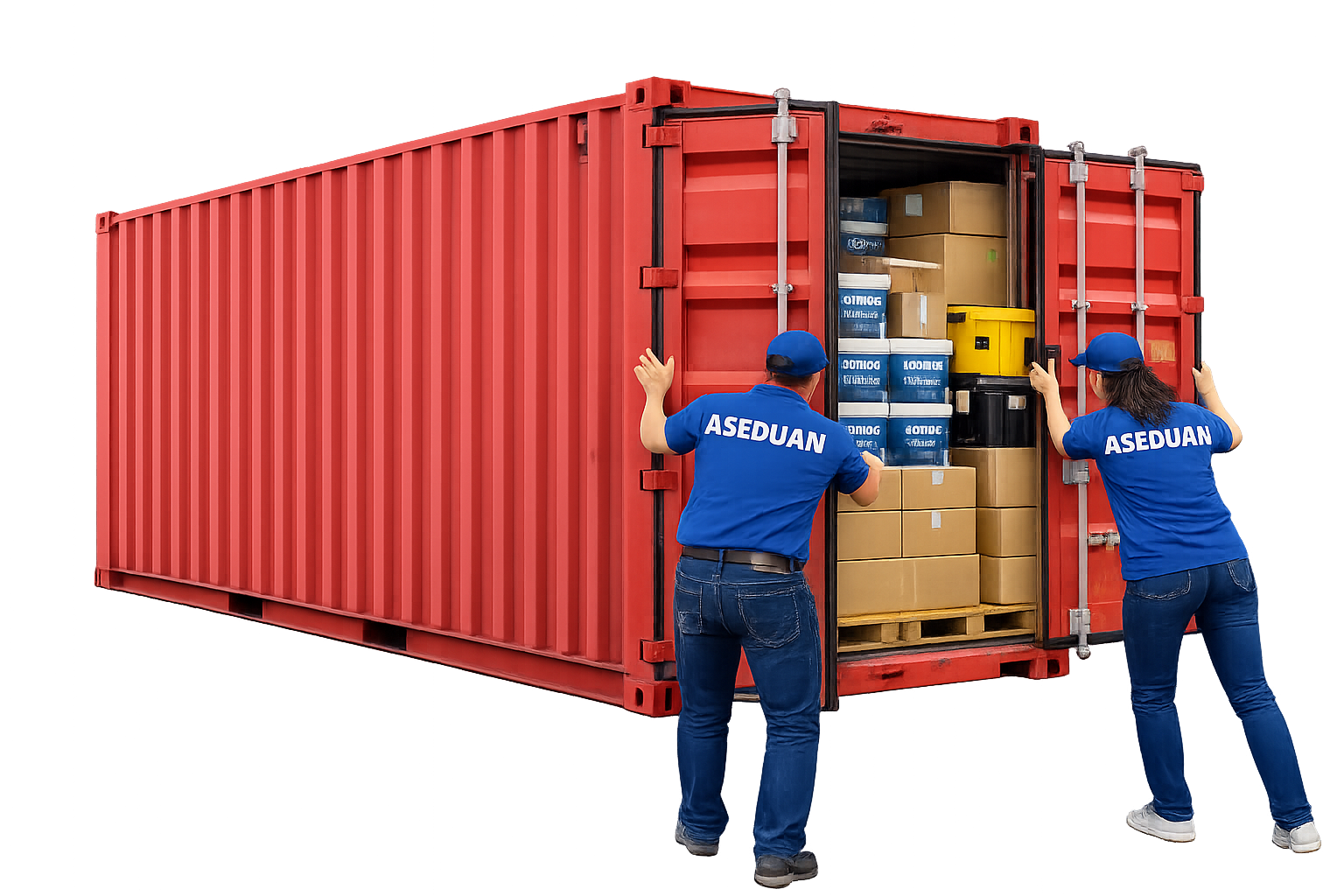 Operarios Aseduan cargando un contenedor
